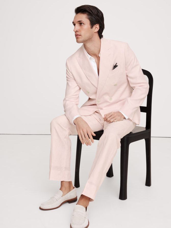 Double-Breasted Linen Suit Jacket - Image 6