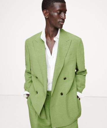 Relaxed Double-Breasted Tencel™-Linen Suit Jacket