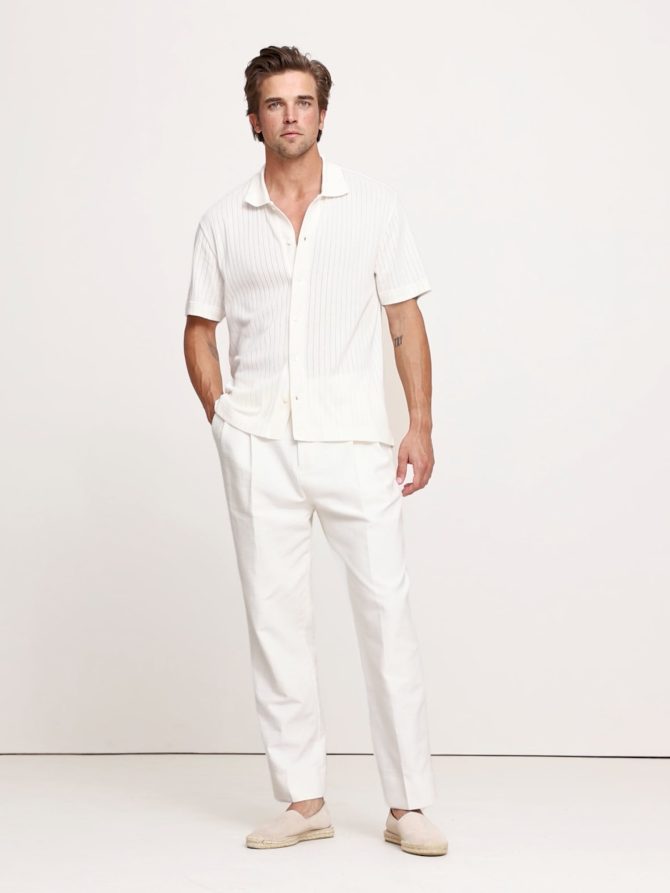 Pleated Cotton-Linen Blend Suit Pant - Image 2