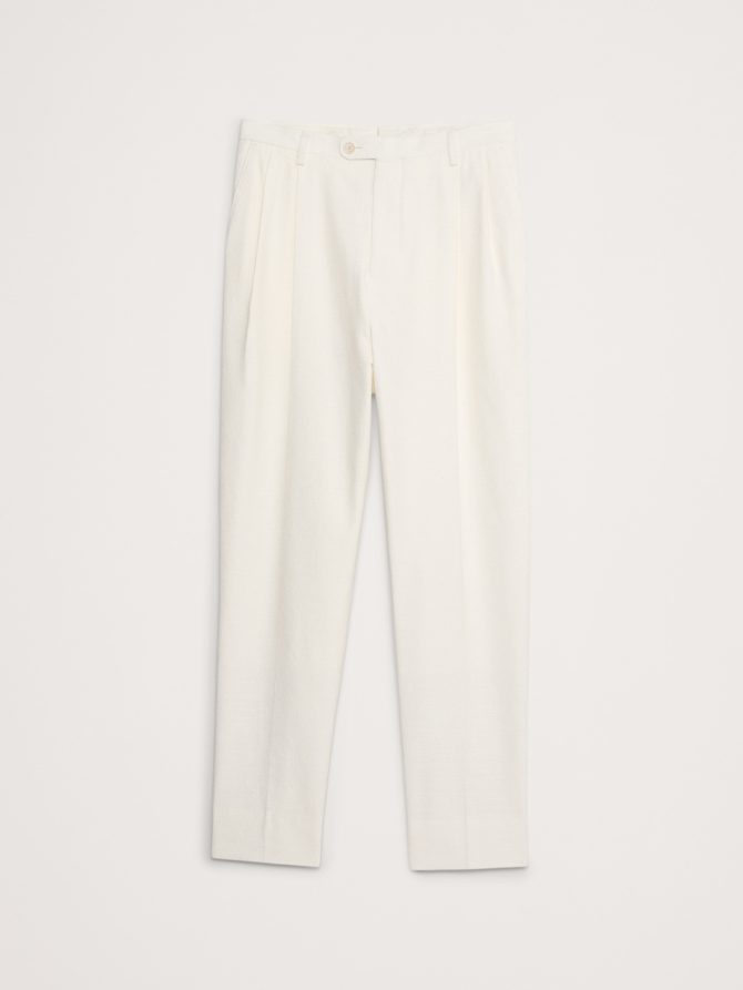 Pleated Cotton-Linen Blend Suit Pant - Image 5