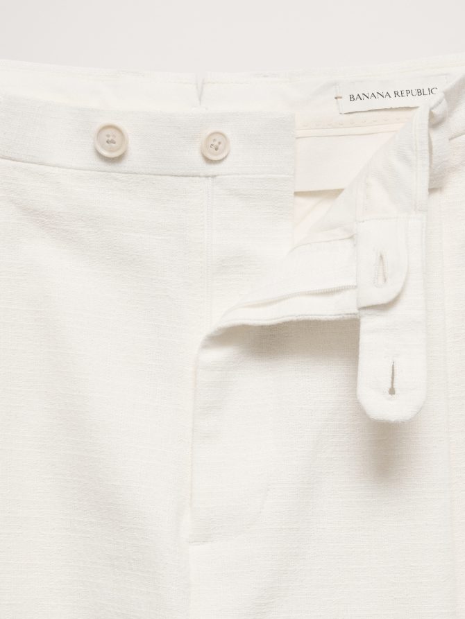 Pleated Cotton-Linen Blend Suit Pant - Image 7