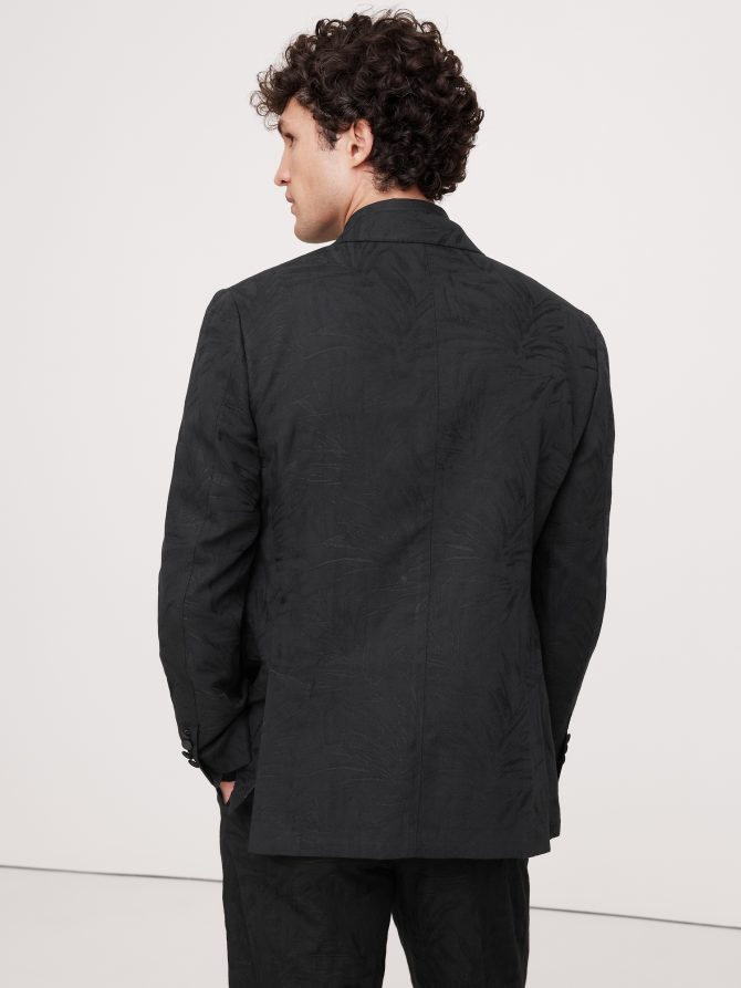 Floral Jacquard Double-Breasted Suit Jacket - Image 4