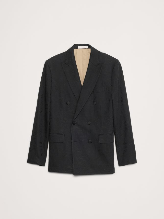 Floral Jacquard Double-Breasted Suit Jacket - Image 5