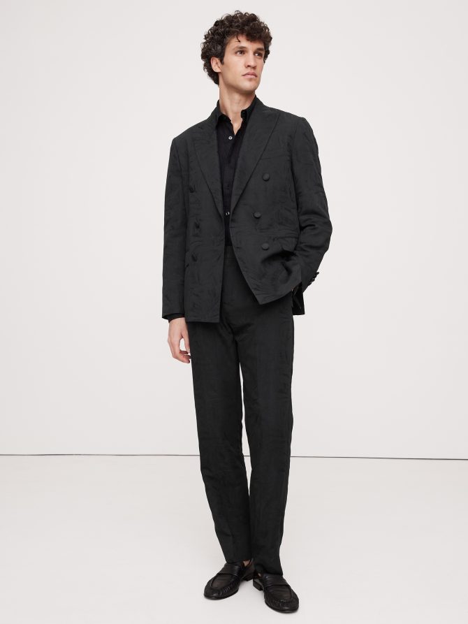 Floral Jacquard Double-Breasted Suit Jacket - Image 6