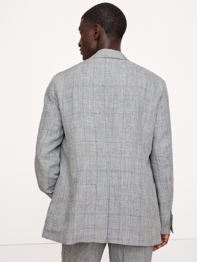Plaid Linen Suit Jacket - Image 3
