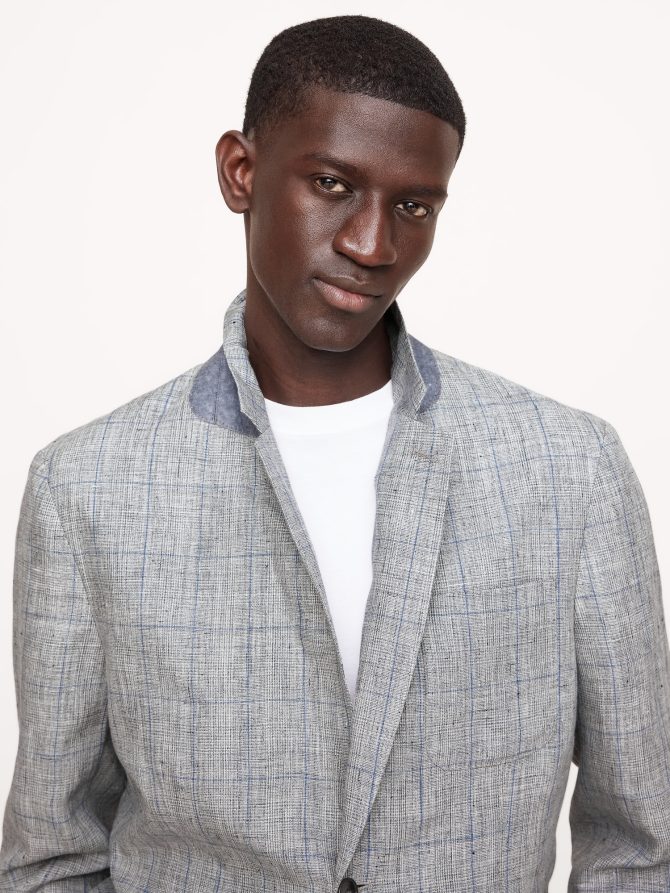 Plaid Linen Suit Jacket - Image 4