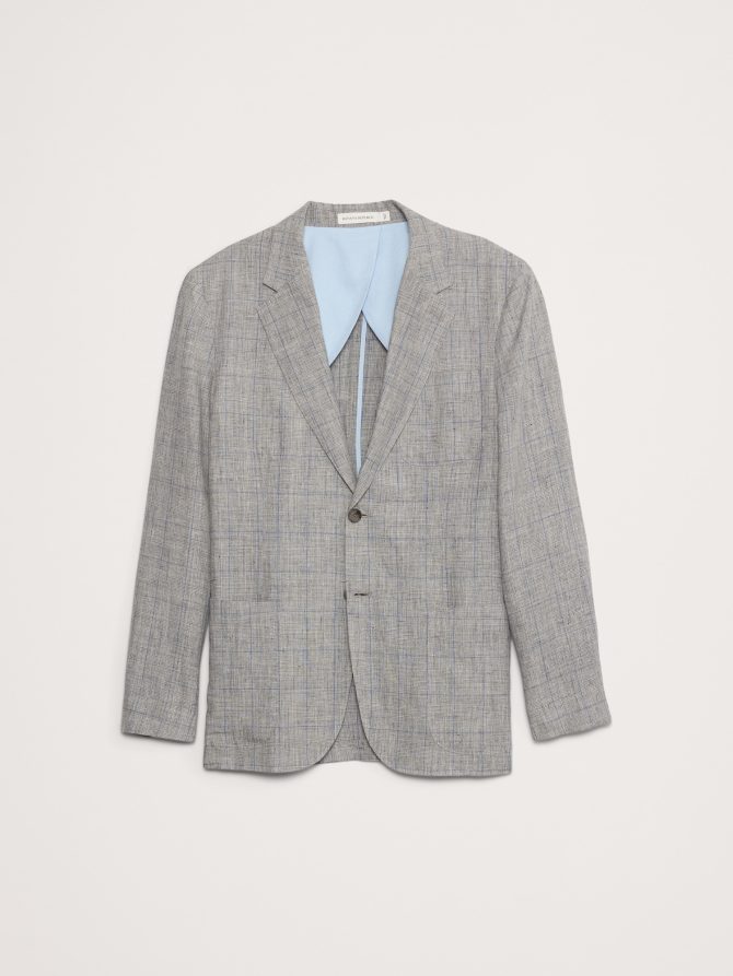Plaid Linen Suit Jacket - Image 5