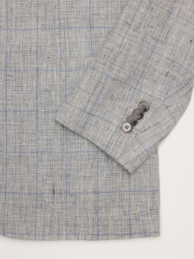 Plaid Linen Suit Jacket - Image 7