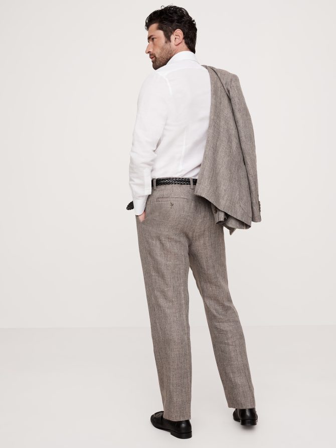 Herringbone Linen Straight Suit Pant - Image 3