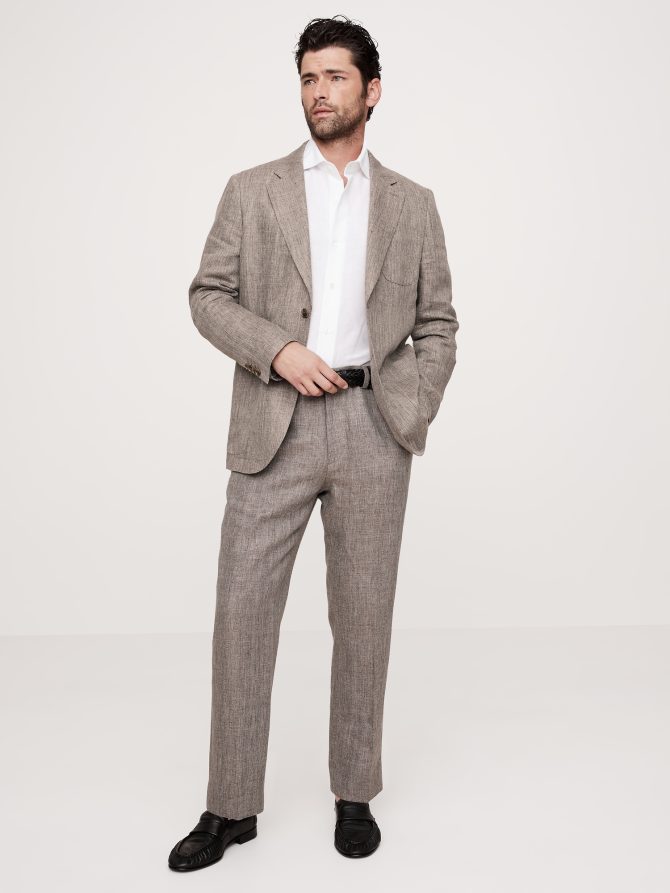 Herringbone Linen Straight Suit Pant - Image 6