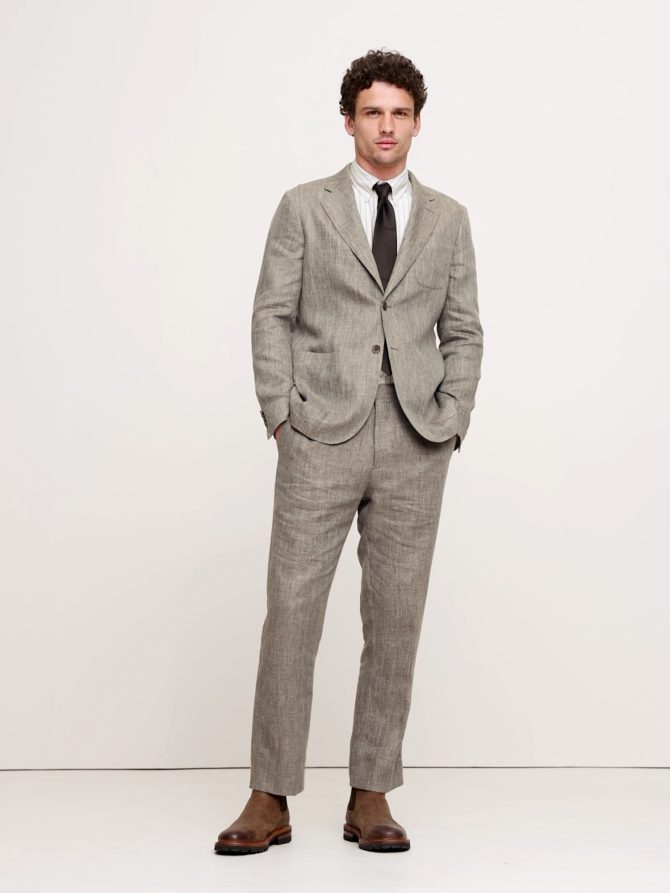 Herringbone Linen Suit Jacket - Image 2