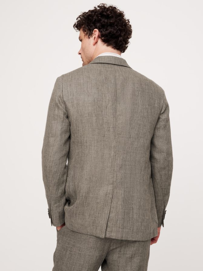 Herringbone Linen Suit Jacket - Image 3