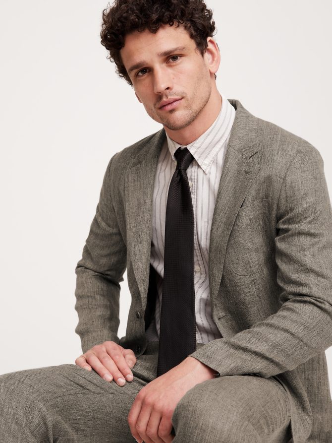 Herringbone Linen Suit Jacket - Image 4