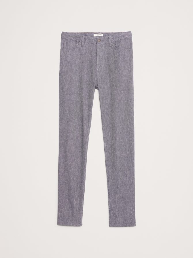 Slim Heathered Linen-Cotton Traveler Pant - Image 4