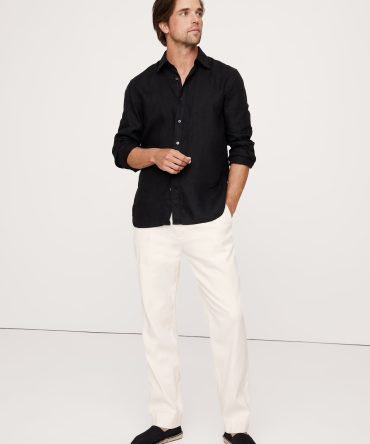 Italian Linen-Cotton Pull-On Pant