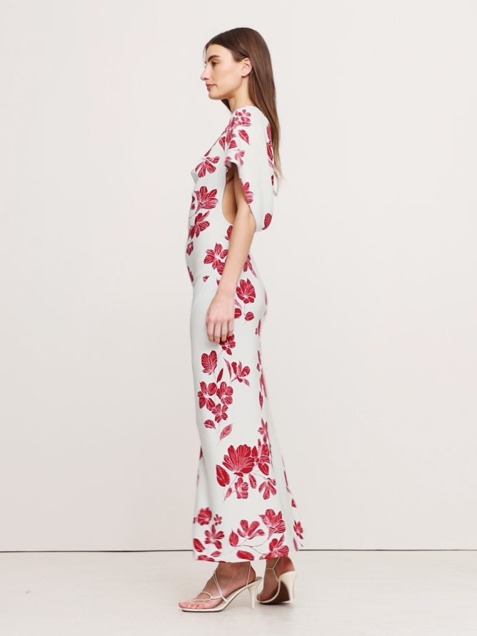 Stretch-Crepe Asymmetrical Open-Back Maxi Dress - Image 2