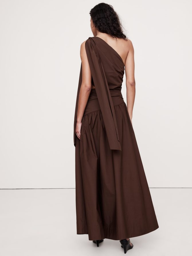 Stretch-Cotton Poplin One-Shoulder Drop-Waist Maxi Dress - Image 7
