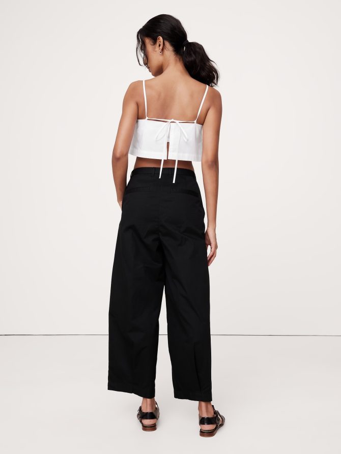 High-Rise Pleated Cotton Poplin Cropped Pant - Image 3