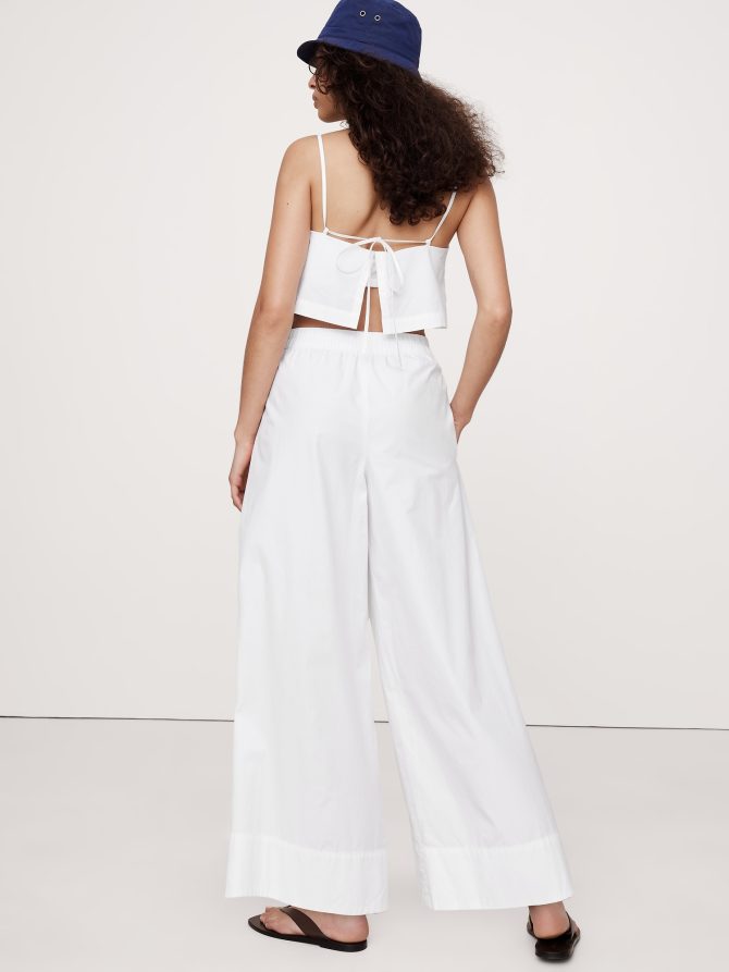 Wide-Leg Cotton Poplin Pull-On Ankle Pant - Image 3