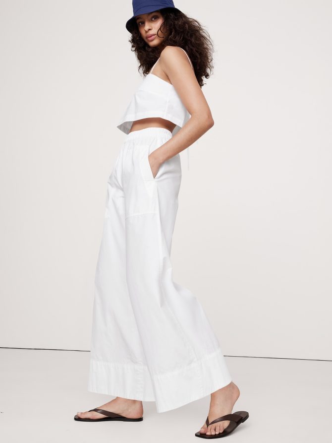 Wide-Leg Cotton Poplin Pull-On Ankle Pant - Image 4