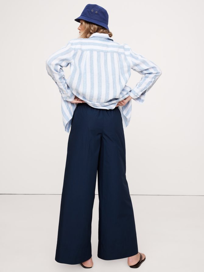 Wide-Leg Cotton Poplin Pull-On Ankle Pant - Image 6