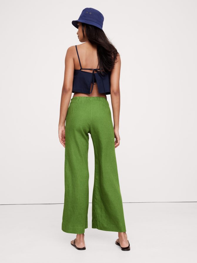 Mid-Rise Kick-Flare Linen Ankle Pant - Image 3