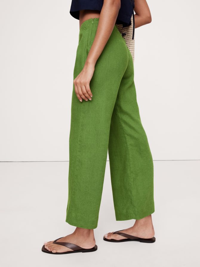 Mid-Rise Kick-Flare Linen Ankle Pant - Image 4