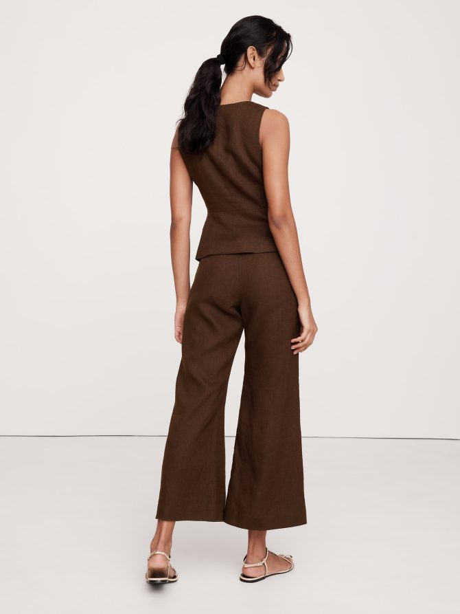 Mid-Rise Kick-Flare Linen Ankle Pant - Image 6