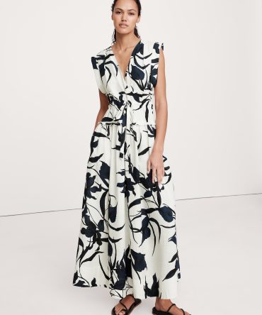 Linen Cinch-Waist Maxi Dress