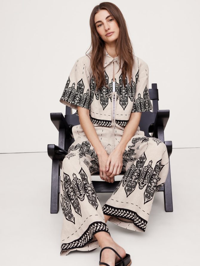 Wide-Leg Linen Pull-On Pant - Image 3