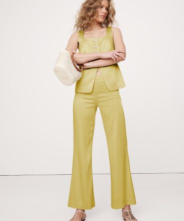 Mid-Rise Kick-Flare Satin Ankle Pant