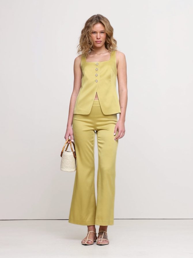 Mid-Rise Kick-Flare Satin Ankle Pant - Image 2