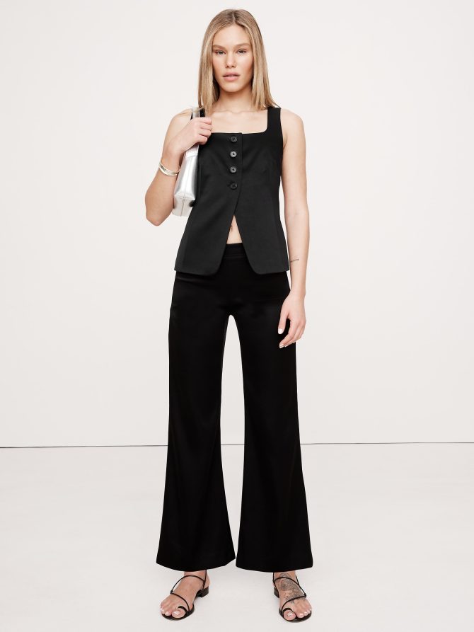 Mid-Rise Kick-Flare Satin Ankle Pant - Image 4