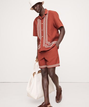 Embroidered TENCEL™-Linen Pull-On Short