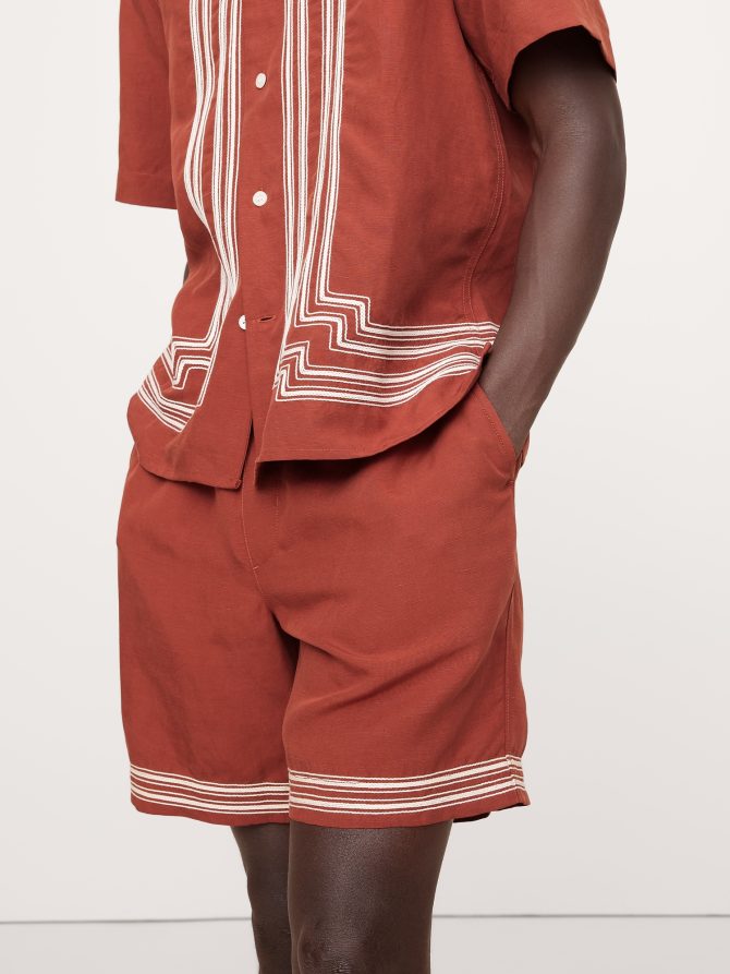 Embroidered TENCEL™-Linen Pull-On Short - Image 3