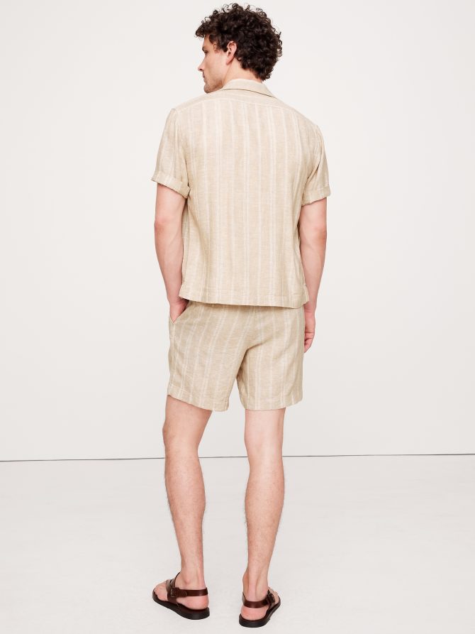 7" Stripe Linen-Viscose Pull-On Short - Image 2