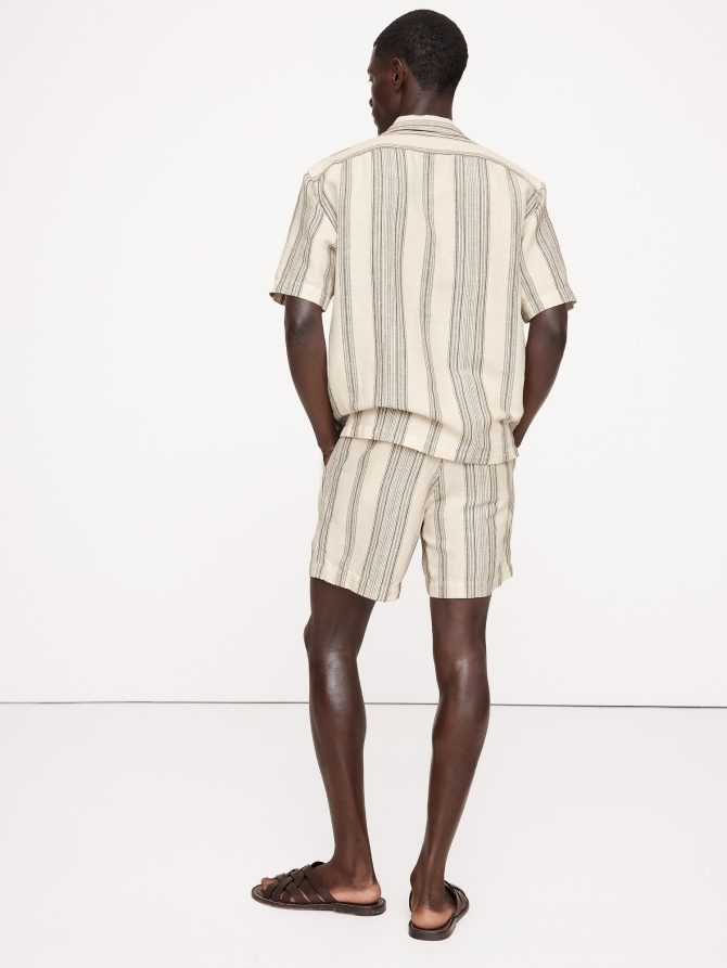 7" Stripe Linen-Cotton Pull-On Short - Image 2