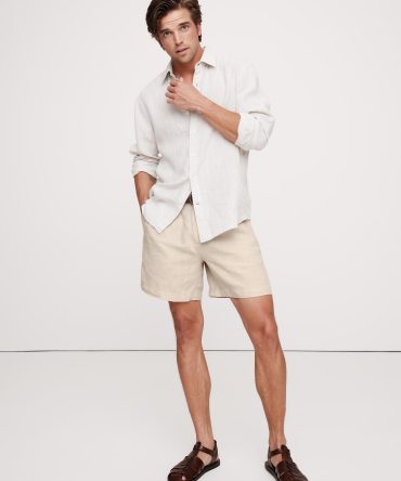 7" Pleated Linen Short