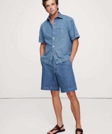 8" Loose Denim Pull-On Bermuda Short