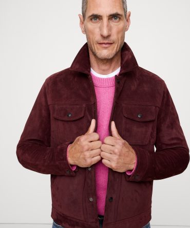 OILED SUEDE TRUCKER JACKET