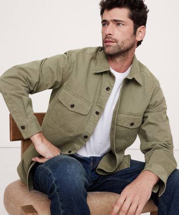 Standard-Fit Cotton Twill Shirt Jacket