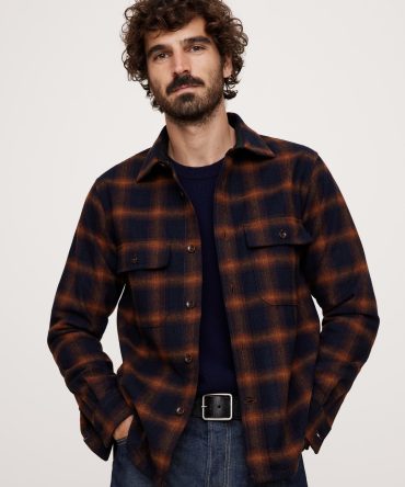Standard-Fit Heavyweight Flannel Wool-Blend Overshirt
