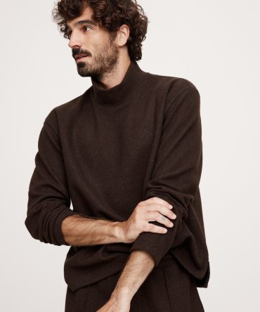 Brushed Mock-Neck Sweatshirt With Wool