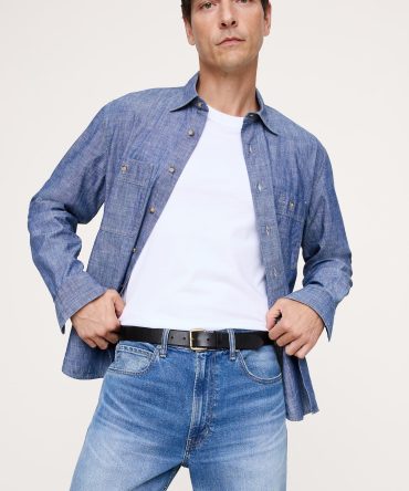 LEATHER BELT WITH ROLLER BUCKLE