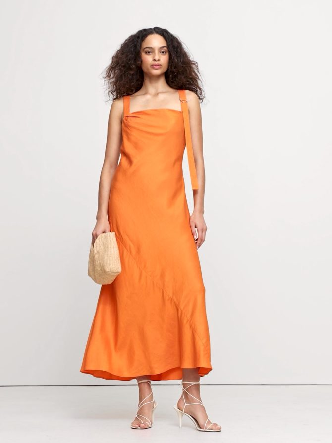 Draped Viscose-Linen Maxi Dress - Image 2