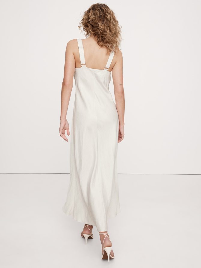 Draped Viscose-Linen Maxi Dress - Image 3