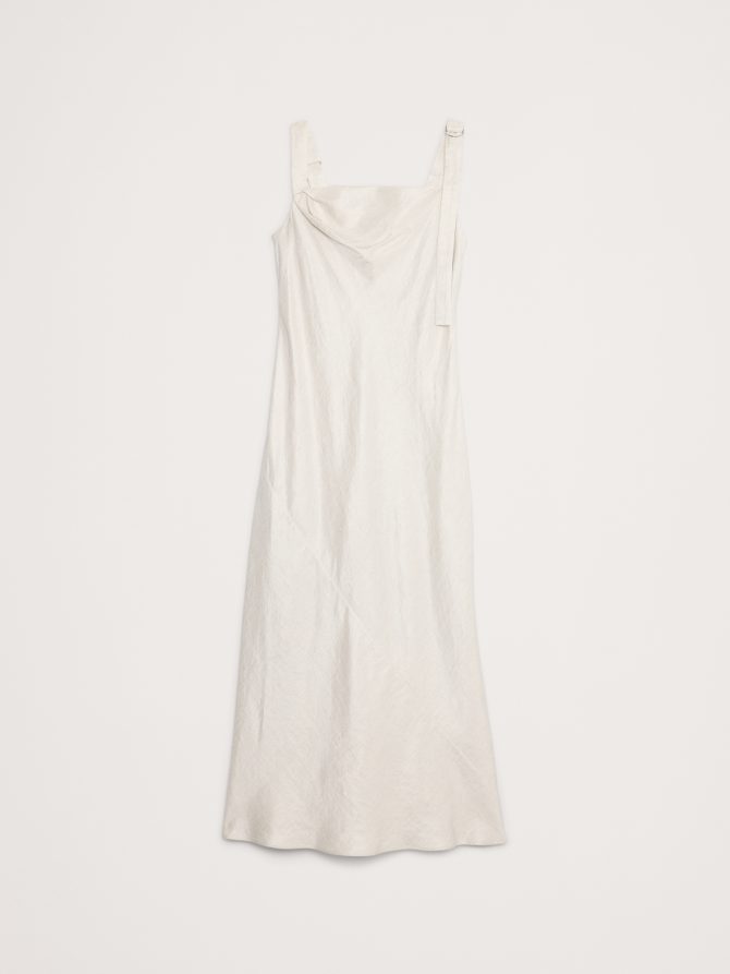 Draped Viscose-Linen Maxi Dress - Image 5