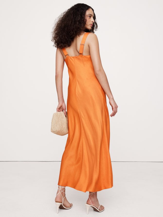 Draped Viscose-Linen Maxi Dress - Image 6