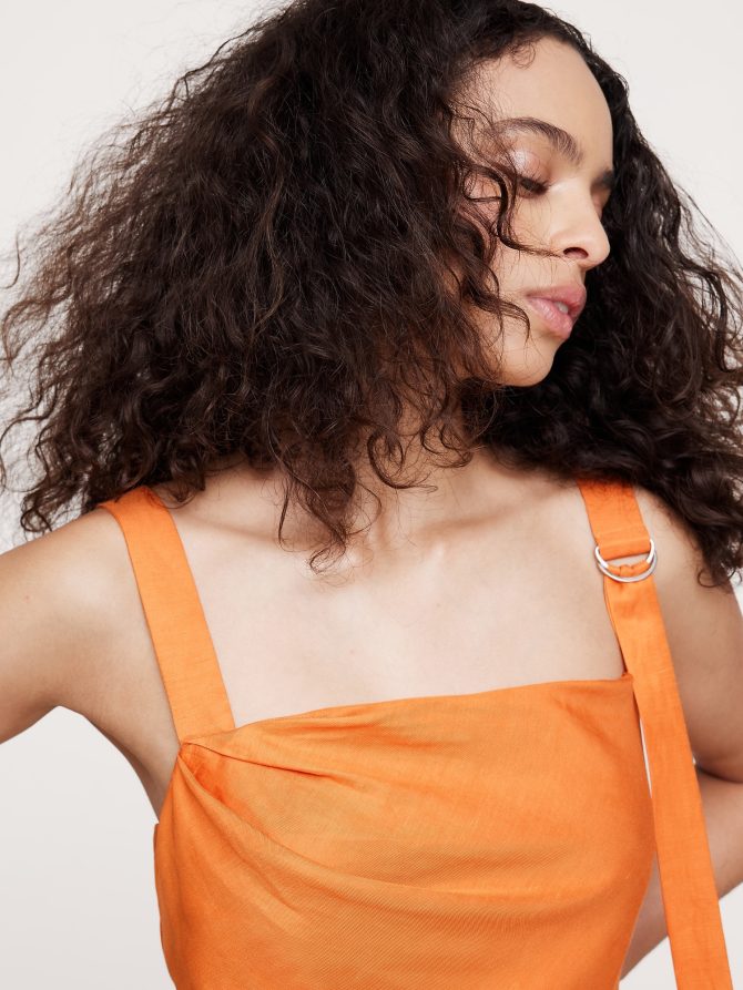 Draped Viscose-Linen Maxi Dress - Image 7