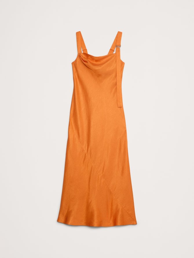 Draped Viscose-Linen Maxi Dress - Image 8